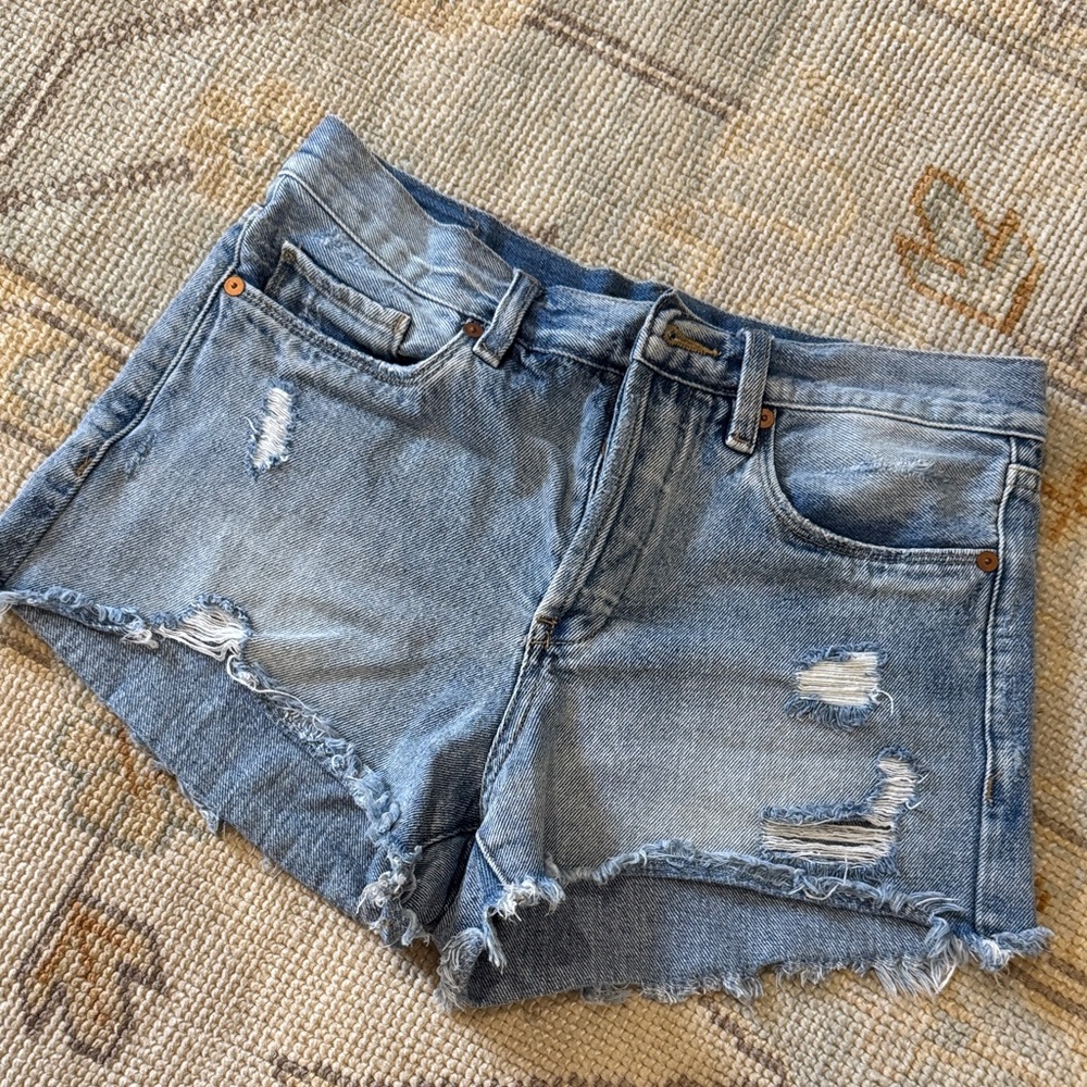 Blank NYC Light Blue Distressed Jean Shorts